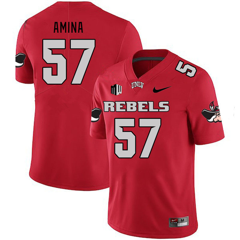 Men #57 Bam Amina UNLV Rebels 2023 College Football Jerseys Stitched-Scarlet - Click Image to Close